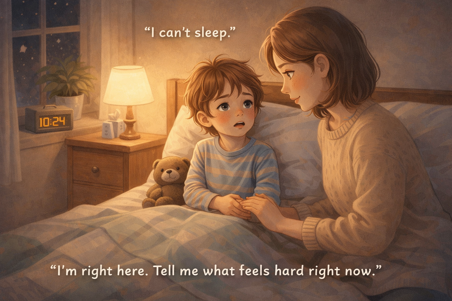 "I Can't Sleep" — What Your Anxious Child Actually Needs to Hear